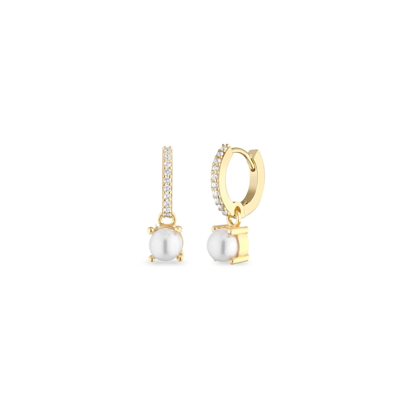 Orecchini Donna Laura P. Argento Dorato 925 Zirconi Bianchi Perla Bianca OR0234GP
