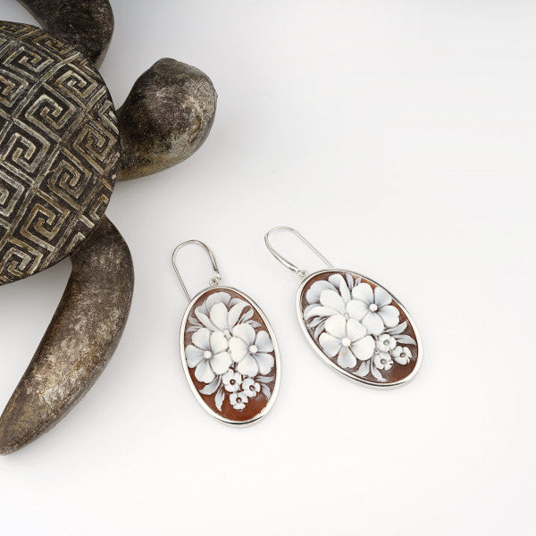 Orecchini Donna Cameo Italiano Argento Rosè 925 Bouquet Fiori O201H-B