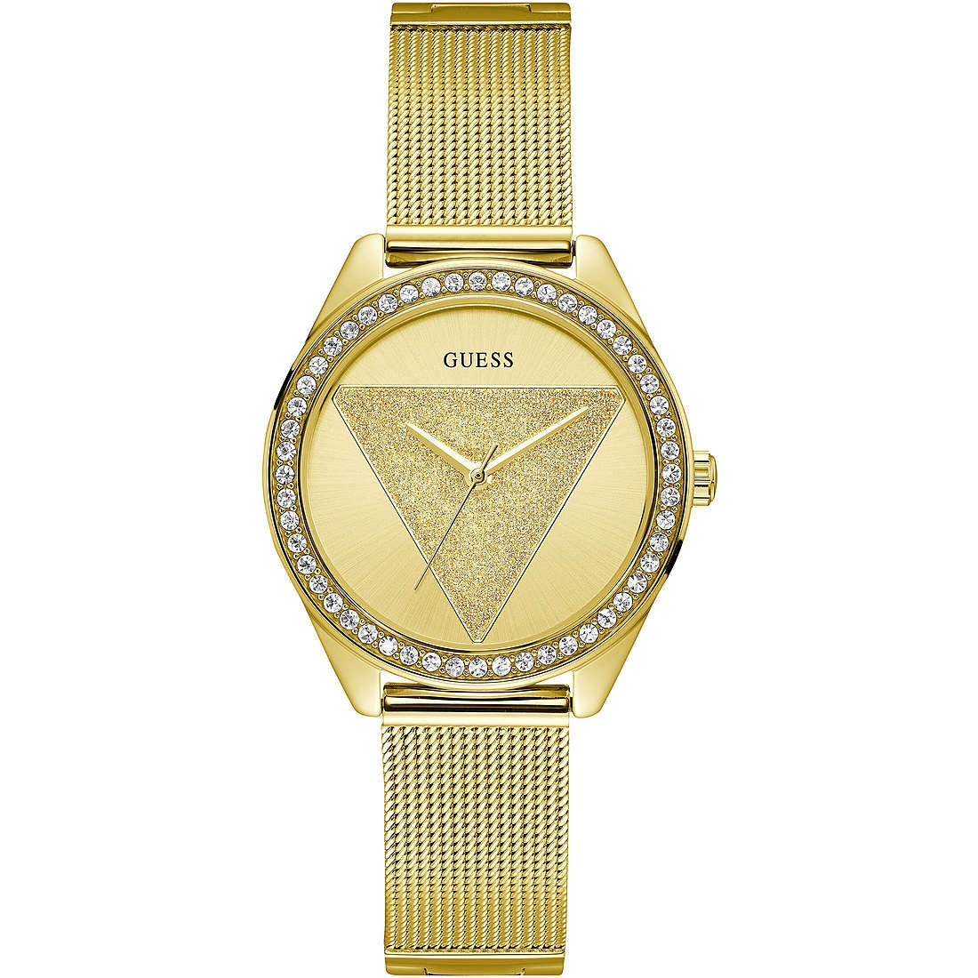 Orologio Donna Guess Quarzo Solo Tempo Acciaio Dorato Zirconi Triangolo W1142L2