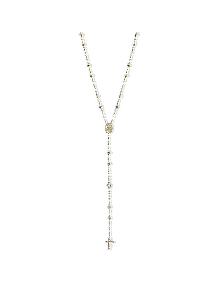 Collana Donna Liu Jo Acciaio Dorato Rosario Croce Zirconi Bianchi LJ2751