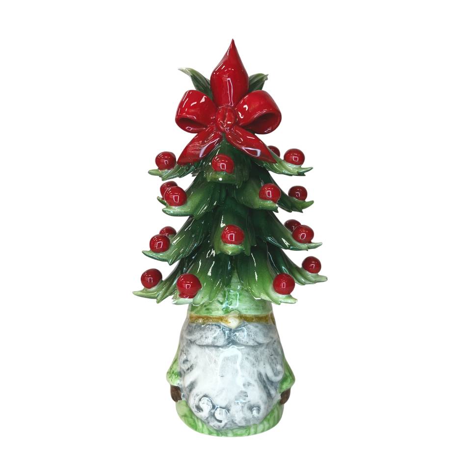 Gnomo Albero di Natale Capodimonte Verde Fiocco 22 cm CAP5