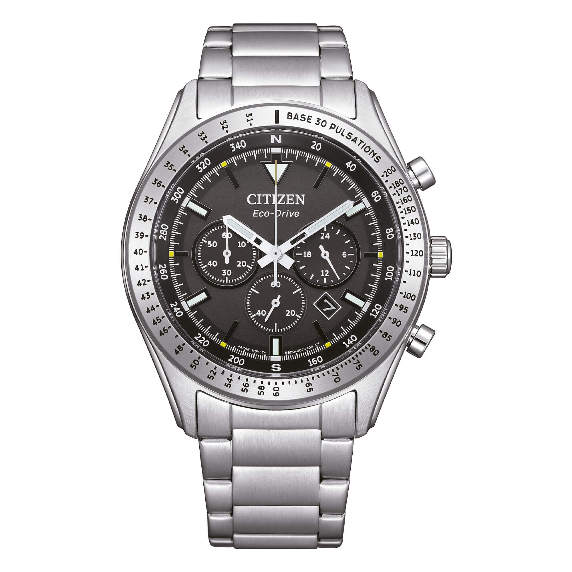 Orologio Uomo Citizen Eco-Drive Cronografo Acciaio Nero Data CA4600-89E