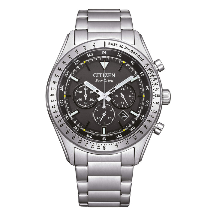 Orologio Uomo Citizen Eco-Drive Cronografo Acciaio Nero Data CA4600-89E