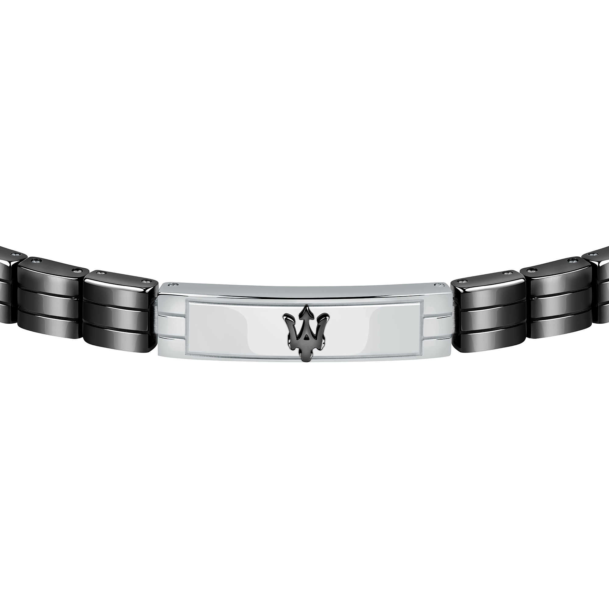 Bracciale Uomo Maserati Acciaio Ceramica Logo Nero JM221ATZ07
