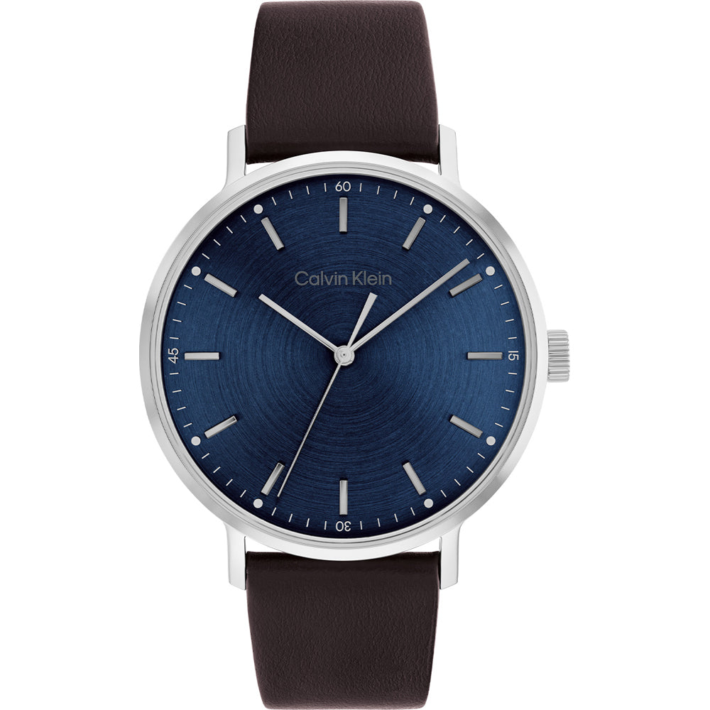 Orologio Uomo Calvin Klein Acciaio Pelle Quarzo Solo Tempo Blu 252000052
