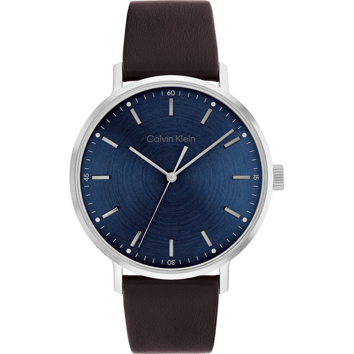 Orologio Uomo Calvin Klein Acciaio Pelle Quarzo Solo Tempo Blu 252000052