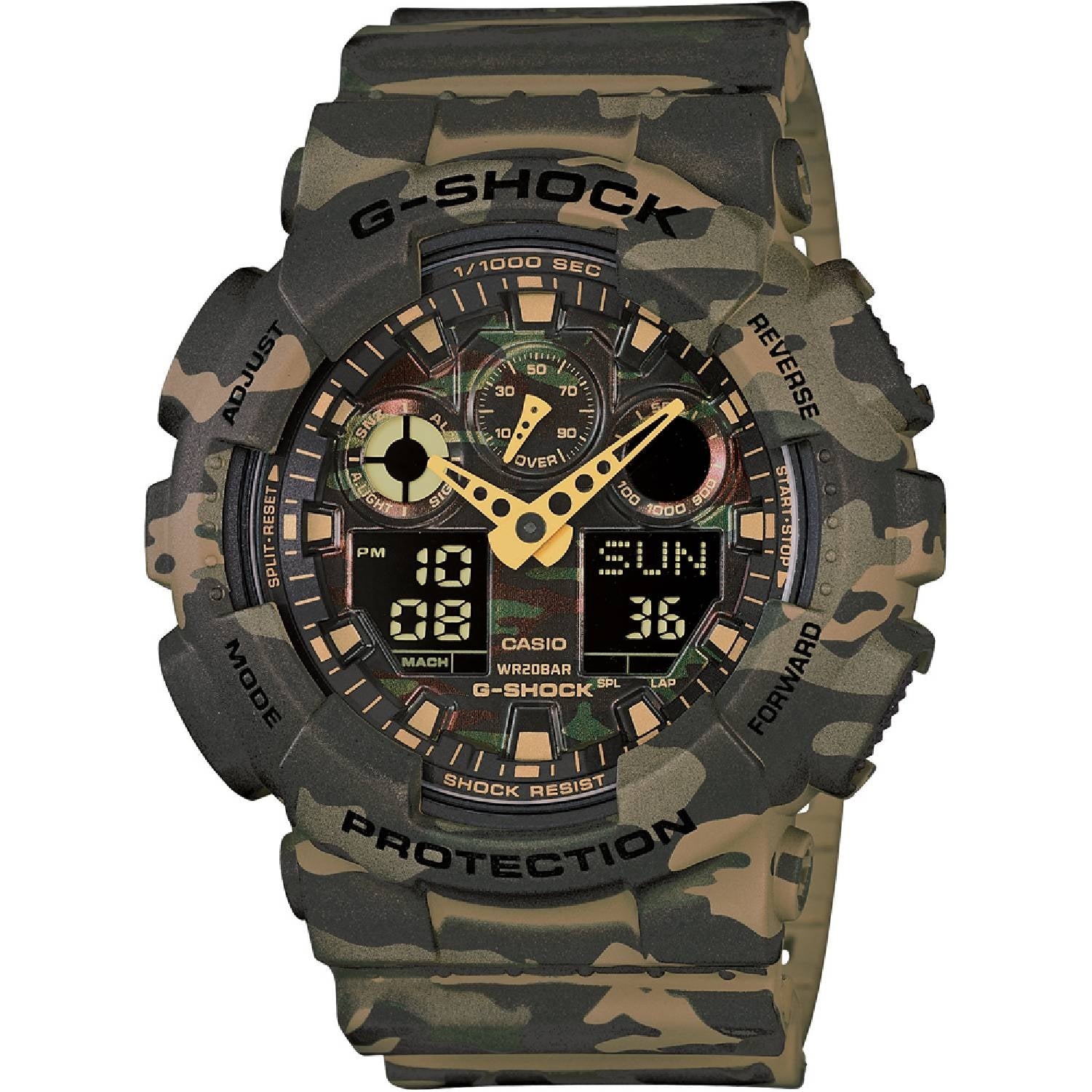 Orologio Uomo Gomma Casio Quarz GSHOCK GA-100CM-5AER Digital Analogic Camouflage