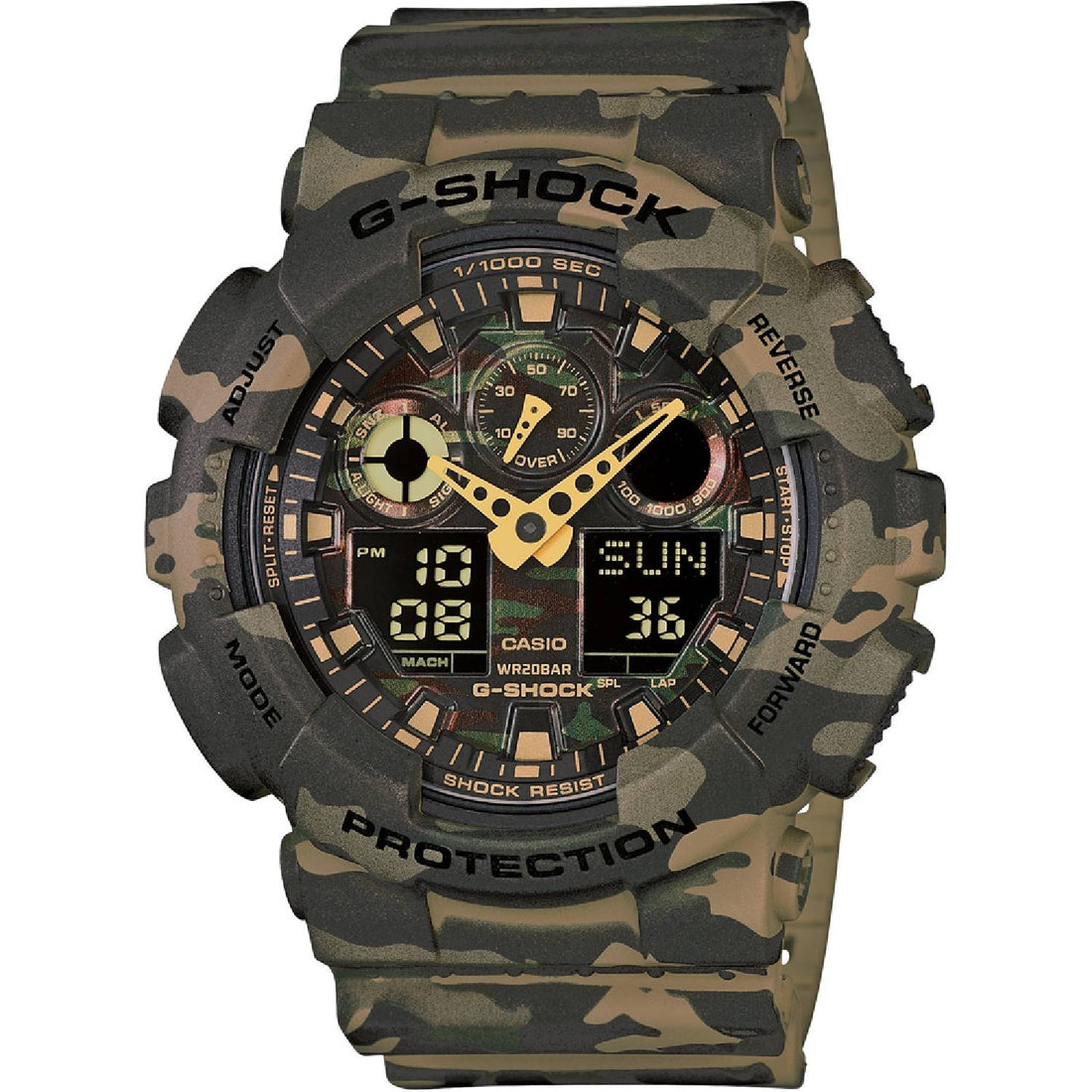 Orologio Uomo Gomma Casio Quarz GSHOCK GA-100CM-5AER Digital Analogic Camouflage