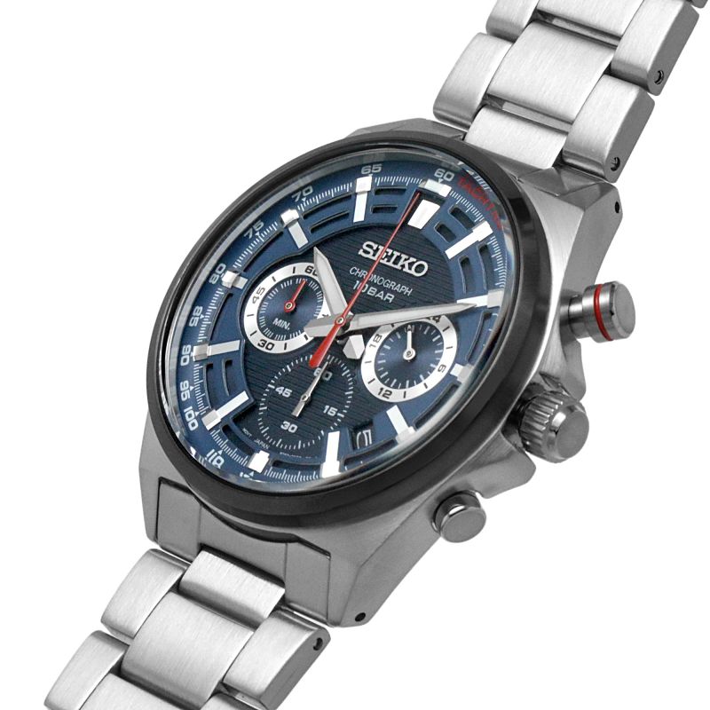 Orologio Uomo Seiko Neo Sport Acciaio Quarzo Cronografo Blu Rosso Data SSB407P1