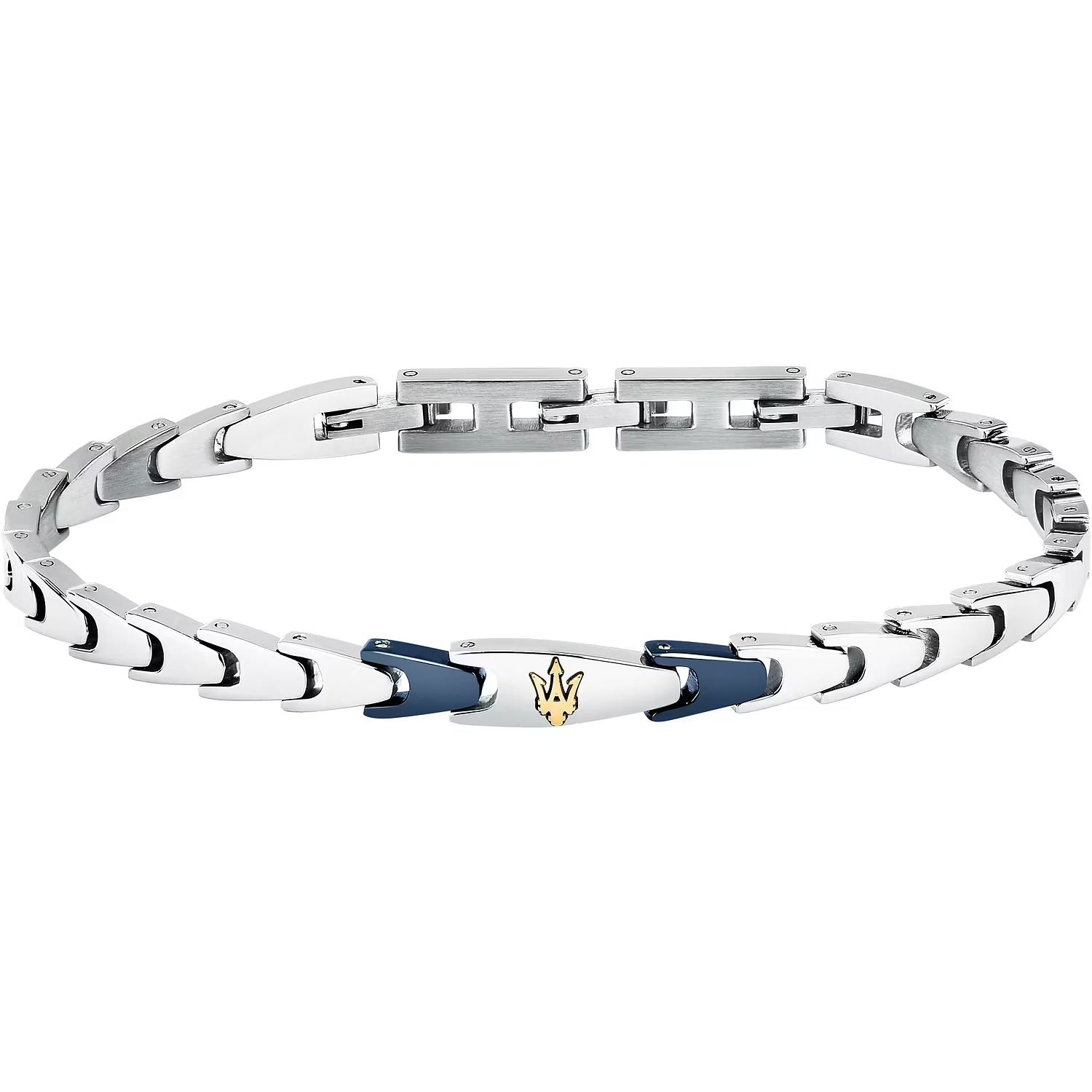 Bracciale Uomo Maserati Acciaio con Targhetta Centrale  e logo PVD Dorato JM225AVD82