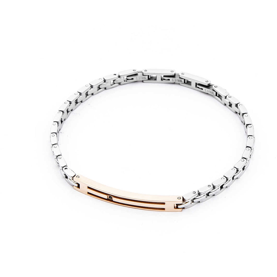 Bracciale Uomo 4US Cesare Paciotti  acciaio centrale rosè con zirconi  neri 4UBR4131