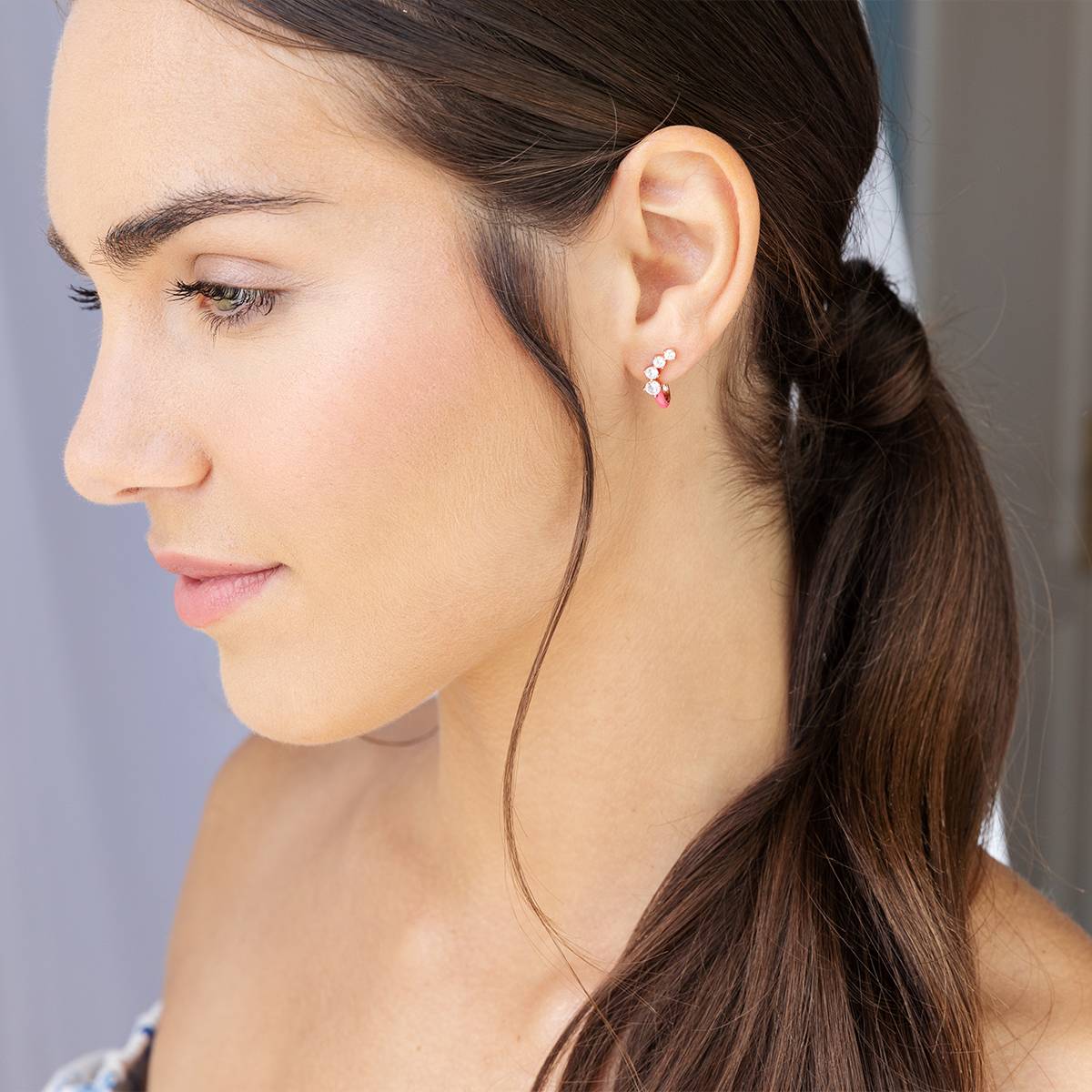 Orecchini Donna Kulto 925 Argento Dorato 925 Smalto Verde Zirconi Bianchi KE925-27