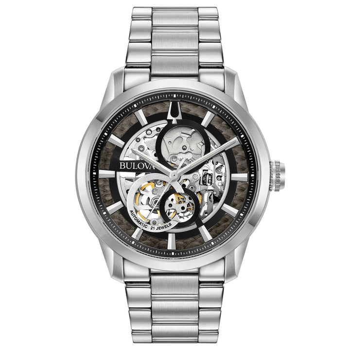 Orologio Uomo Bulova Automatico Sutton Skeleton Acciaio Satinato Lucido 96A208