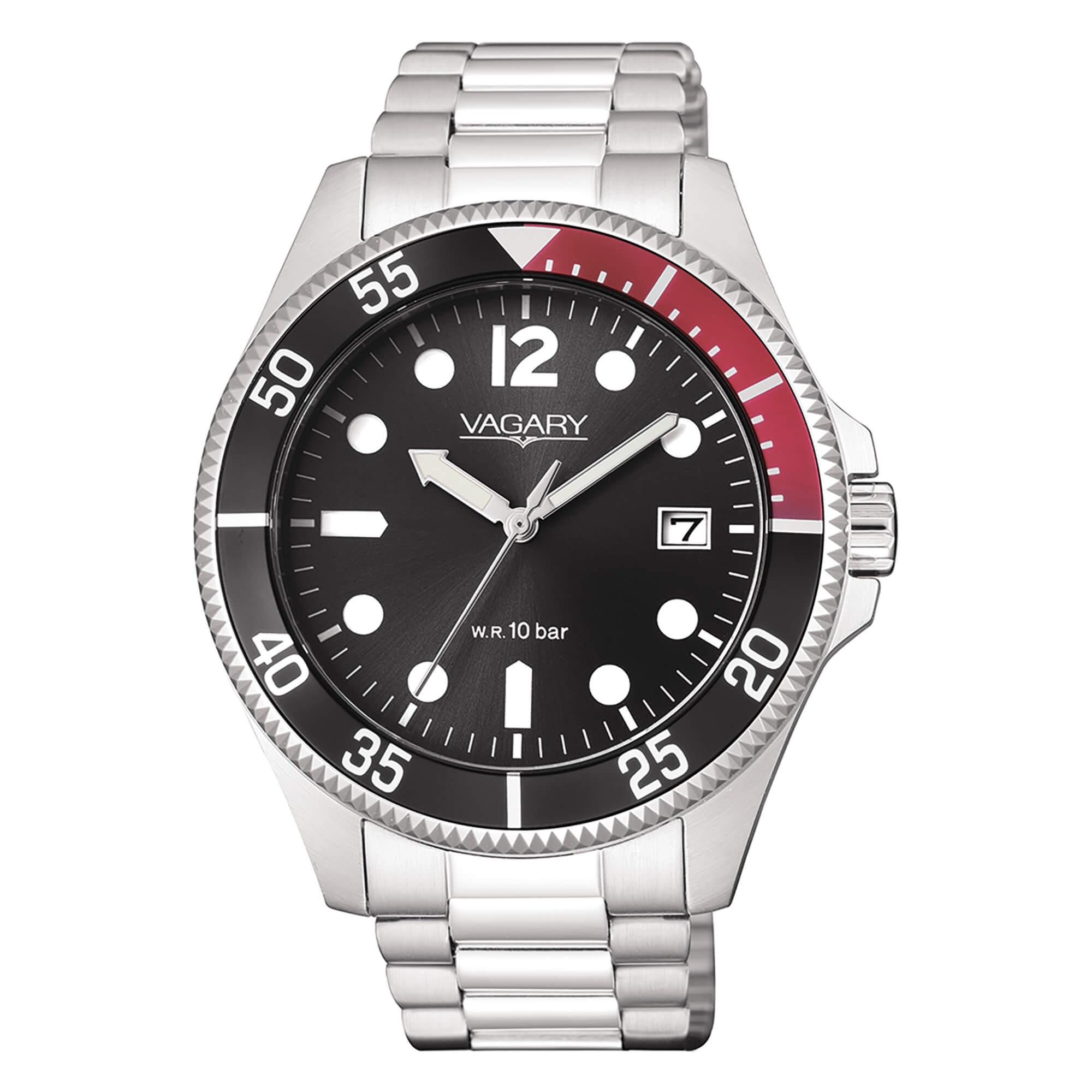 Orologio Uomo Vagary By Citizen Acqua Quarzo Solo Tempo Nero Rosso Acciaio VD5-112-57