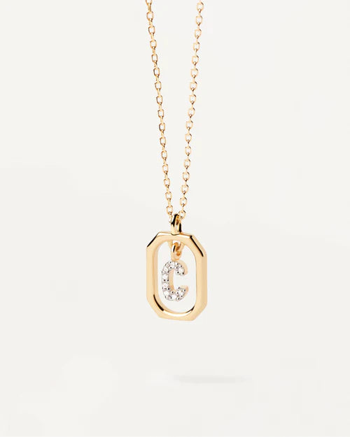 Collana Donna PDPaola Argento 925 Dorato Mini Iniziale C Zirconi CO01-514-U