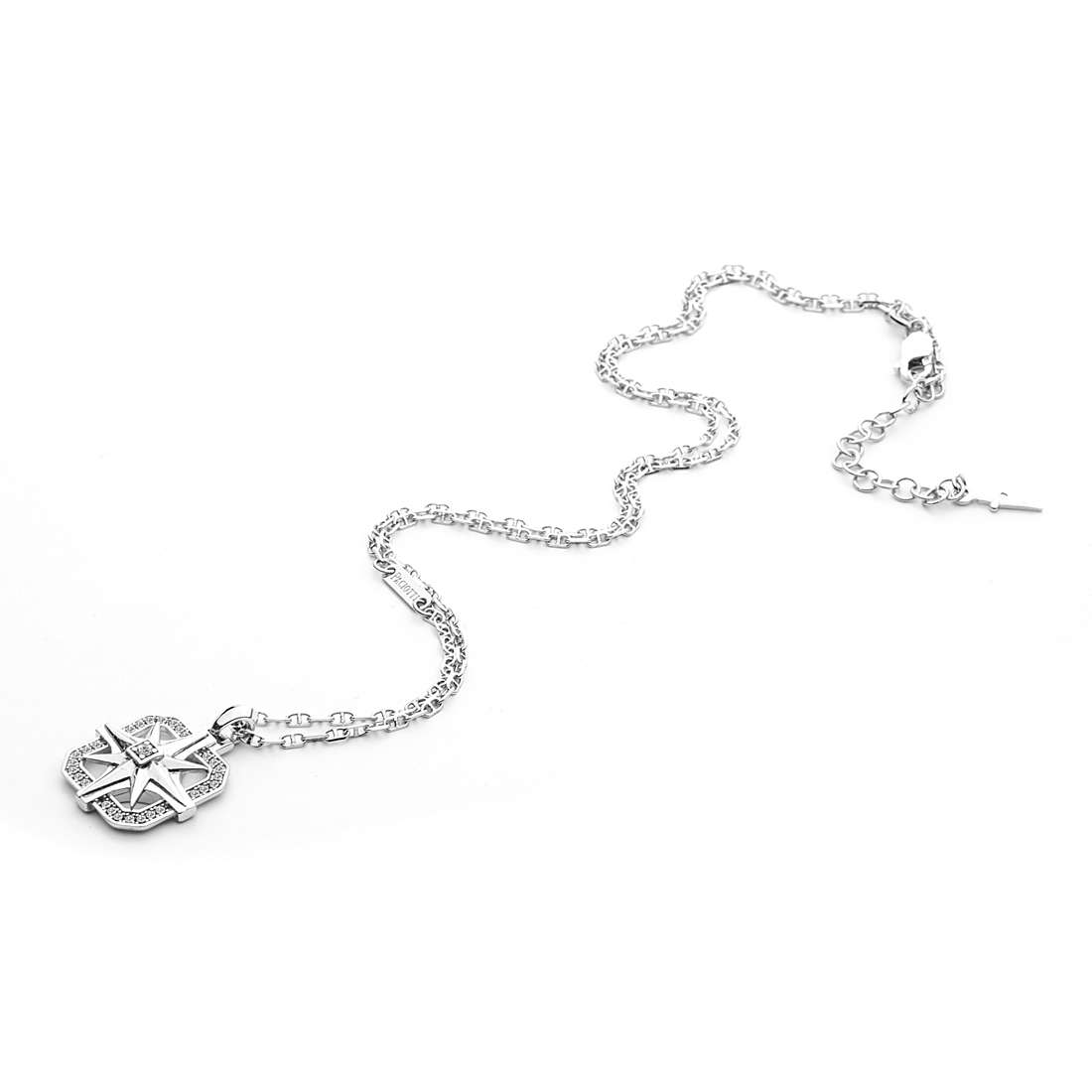 Collana Uomo Cesare Paciotti Argento 925 Rosa Dei Venti Zirconi Bianchi JPCL2301B