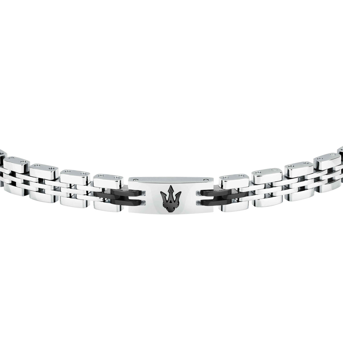 Bracciale Uomo Maserati Acciaio Lucido Tridente Nero Logo JM424AVD66