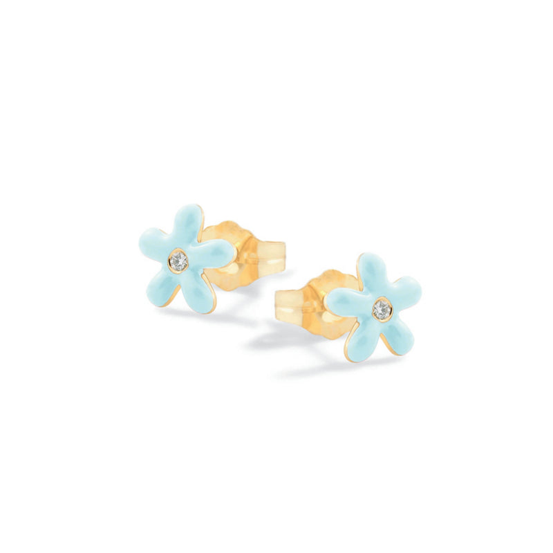 Orecchini Bambina Nanàn Argento Dorato 925 Margherite Azzurre NAN0496