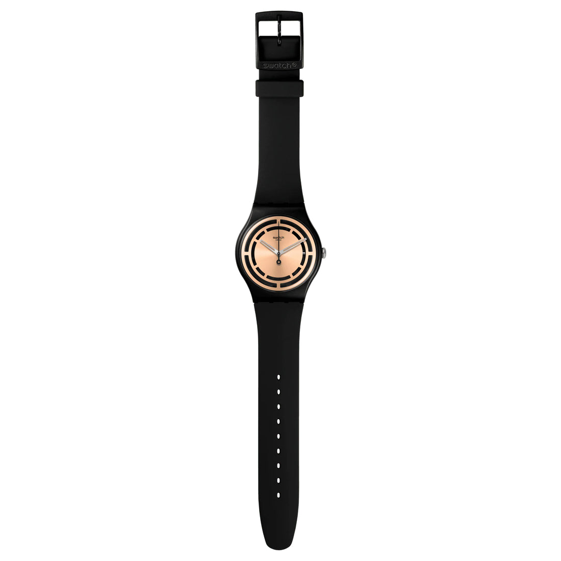 Orologio Donna Swatch Quarzo Solo Tempo Bioceramic Nero Rosè Lucido SO32B116
