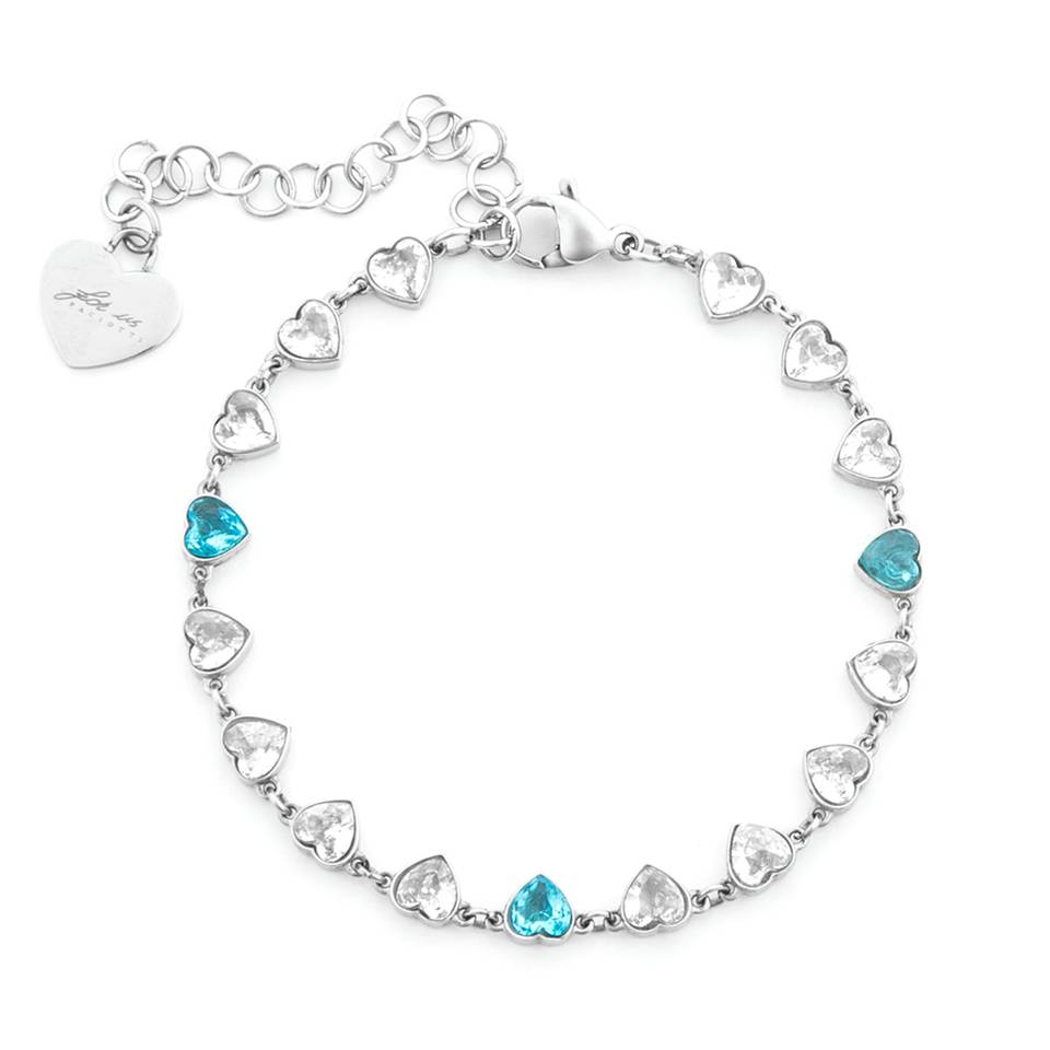 Bracciale Donna 4US Cesare Paciotti Bracciale Acciaio Zirconi Azzurri e Bianchi a Cuori 4UBR7420W