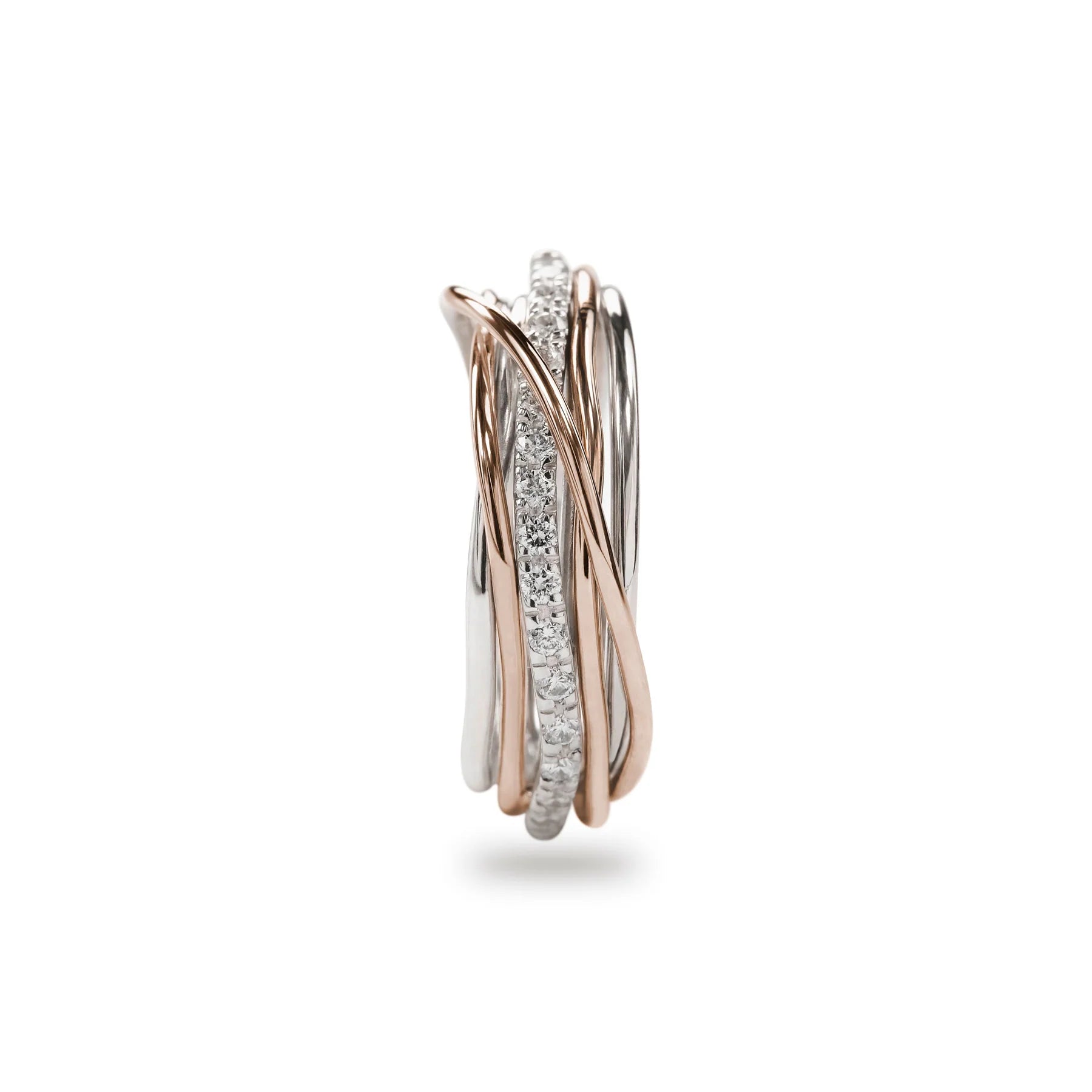 Anello Donna Filodellavita 7 Fili Argento Oro Rosa Diam. Bianchi 0.21 CT mis 17 AN7ARBT