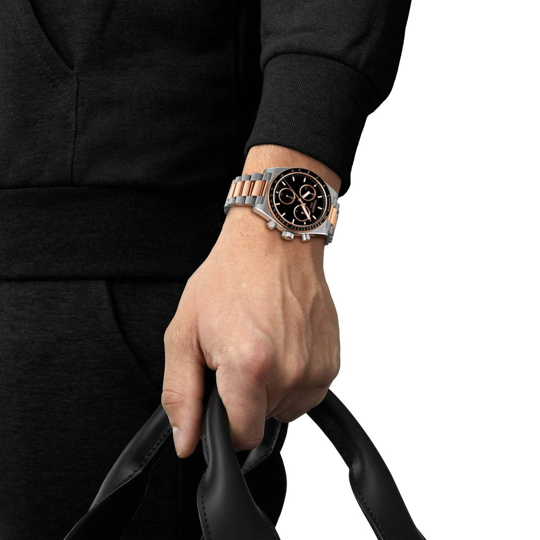 Orologio Tissot Uomo Acciaio Oro Rosè PR516 Cronografo Nero T1494172205101