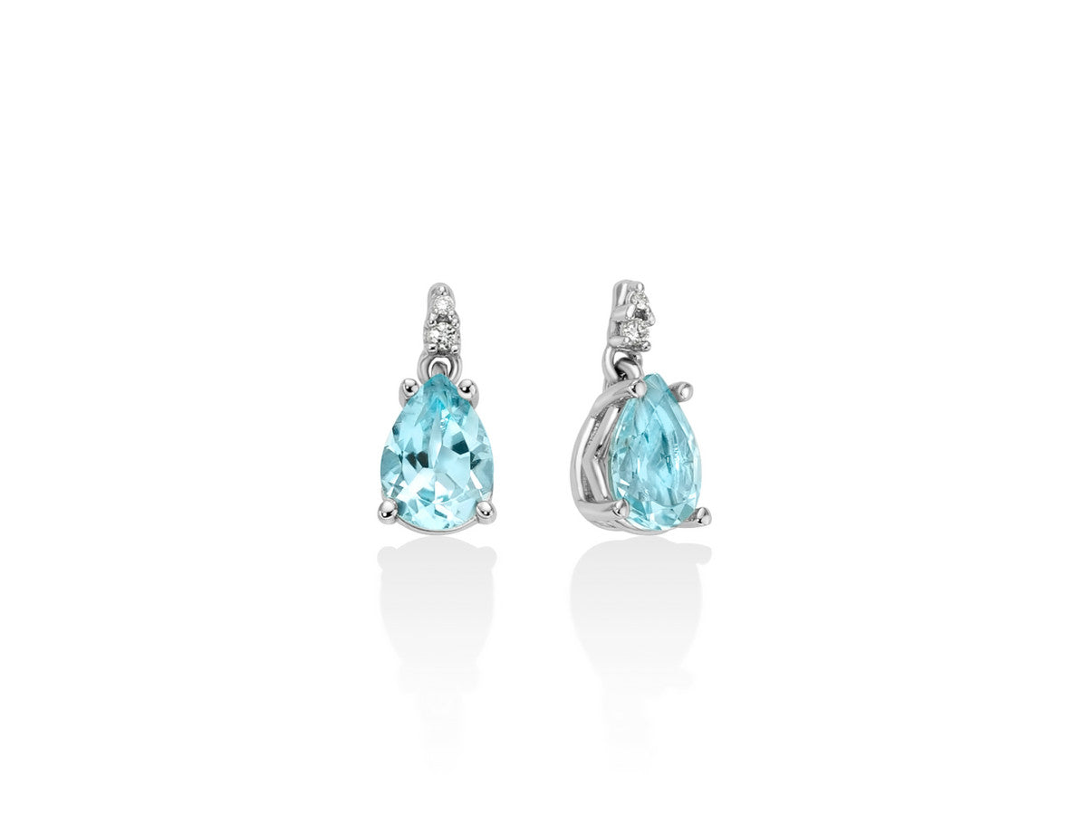 Orecchini Donna Miluna Oro Bianco 9 KT Diamanti e topazio ERD2816X