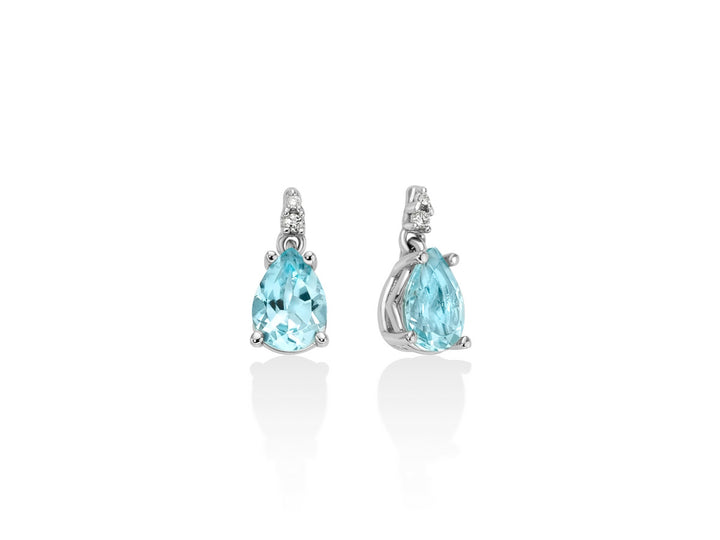 Orecchini Donna Miluna Oro Bianco 9 KT Diamanti e topazio ERD2816X