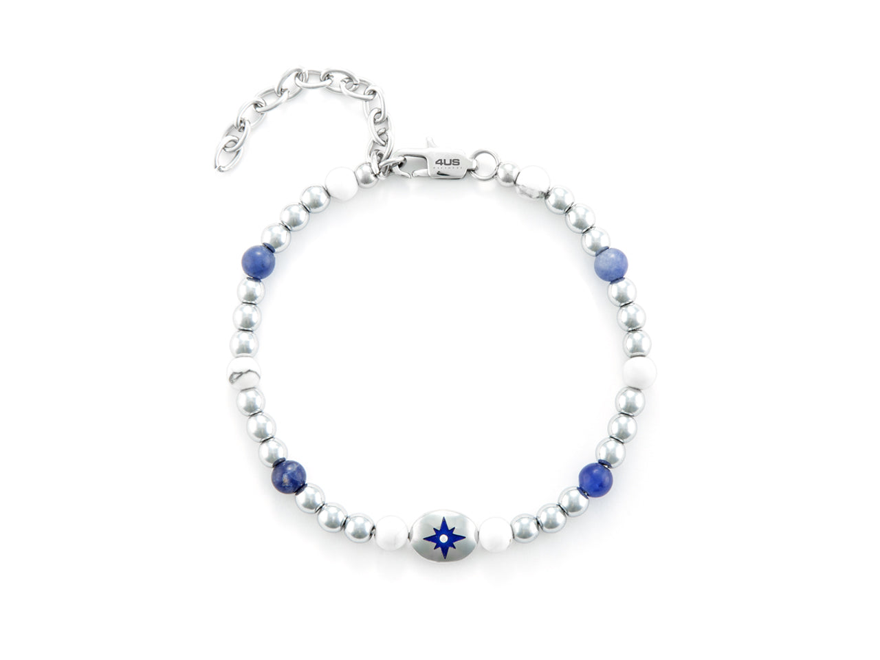 Bracciale Uomo 4US Cesare Paciotti Acciaio rosa dei venti Pietra Bianca Blu 4UBR6450