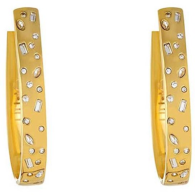 Orecchini Donna Liu Jo Cerchi Ovali Acciaio Dorato Zirconi Bianchi LJ1832
