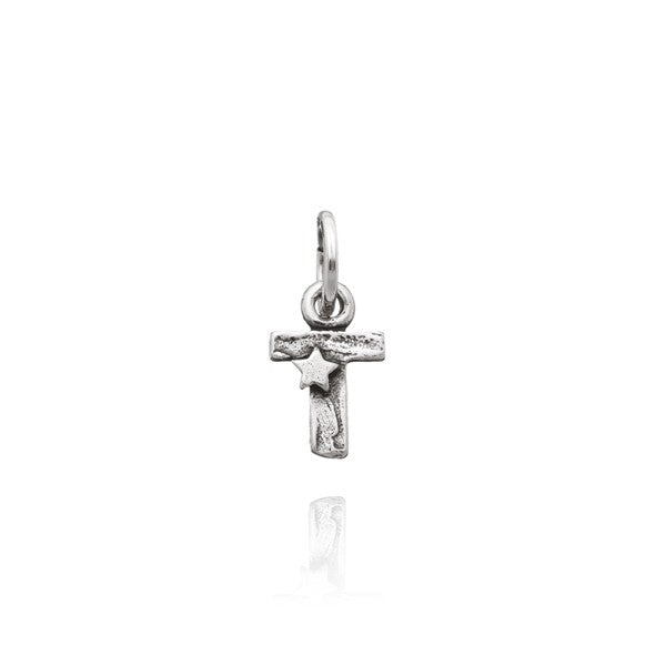 Charm Donna Giovanni Raspini Argento 925 Iniziale T Con Una Stella Fatto A Mano 06664
