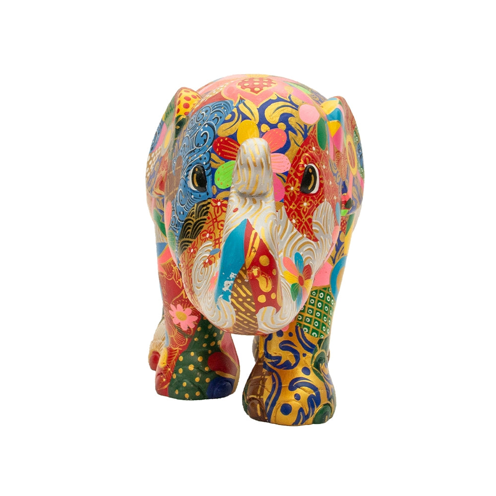Scultura Elefante Onlylux Sarong 20 cm Resina Dipinto A Mano 8858831261341