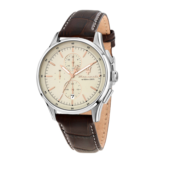 Orologio Uomo Maserati Acciaio Pelle Marrone Cronografo Data R8871624010