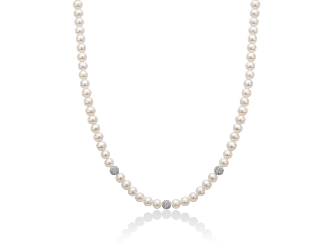 Collana Girocollo Perle Miluna Chiusura In Oro Bianco 750 PCL1701BV