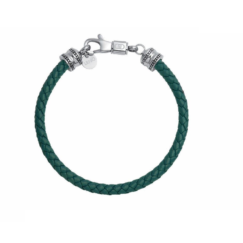 Bracciale Uomo Liu Jo Acciaio Lucido e pelle Verde MLJ669