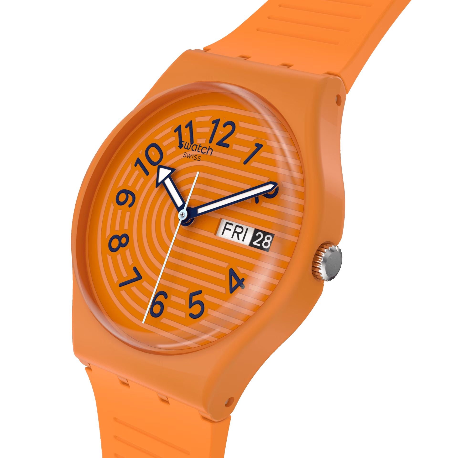 Orologio Unisex Swatch Trendy Lines In Sienna Quarzo Doppia Data Arancione SO28O703