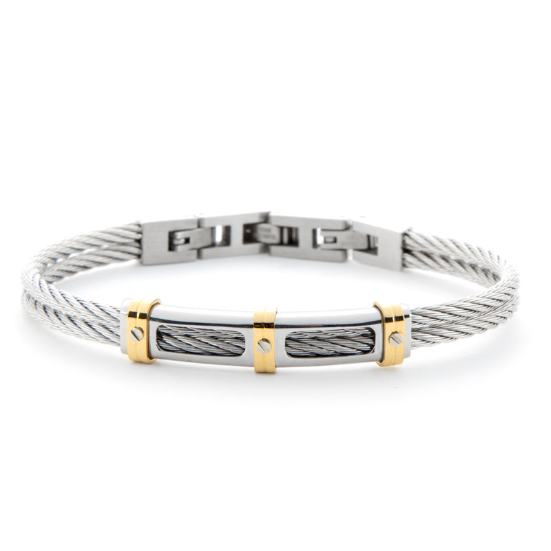Bracciale Uomo 4US Cesare Paciotti Acciaio Intrecciato Semirigido Dorato 4UBR6197