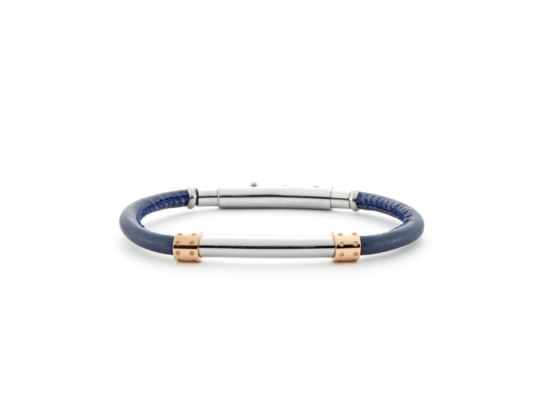 Bracciale Uomo acciaio 4US Cesare Paciotti Acciaio PDV Rosè Pelle Blu 4UBR6204