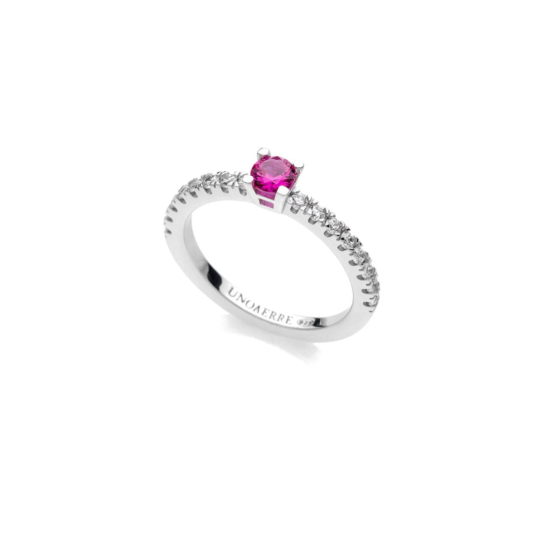 Anello Donna Unoaerre Argento Bianco Solitario Zirconi Laterali 527928 Misura 15