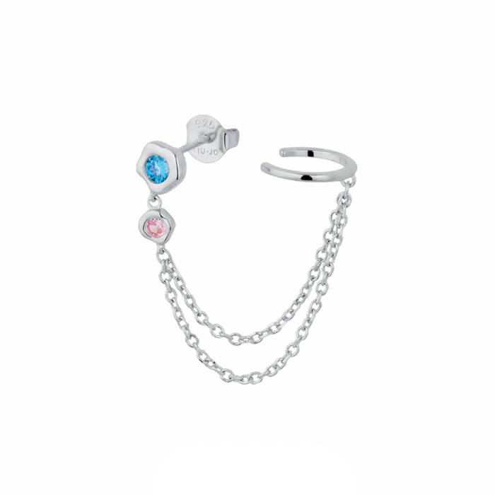 Orecchino Ear Cuff Donna Liu Jo Argento 925 Catena Zirconi ALJ308