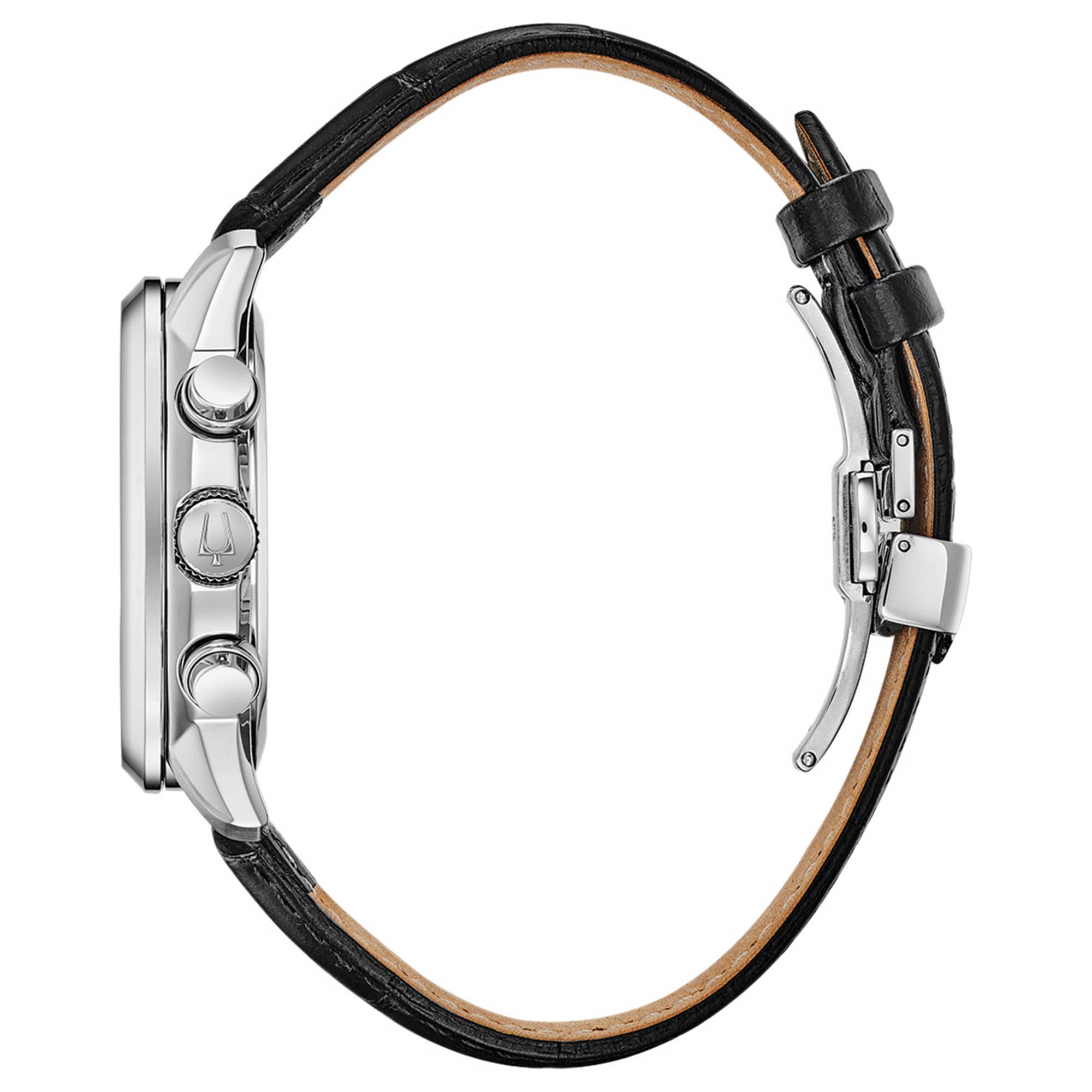 Orologio Uomo Bulova Quarzo Cronografo Sutton Big-Date Acciaio Pelle Nero 96B310