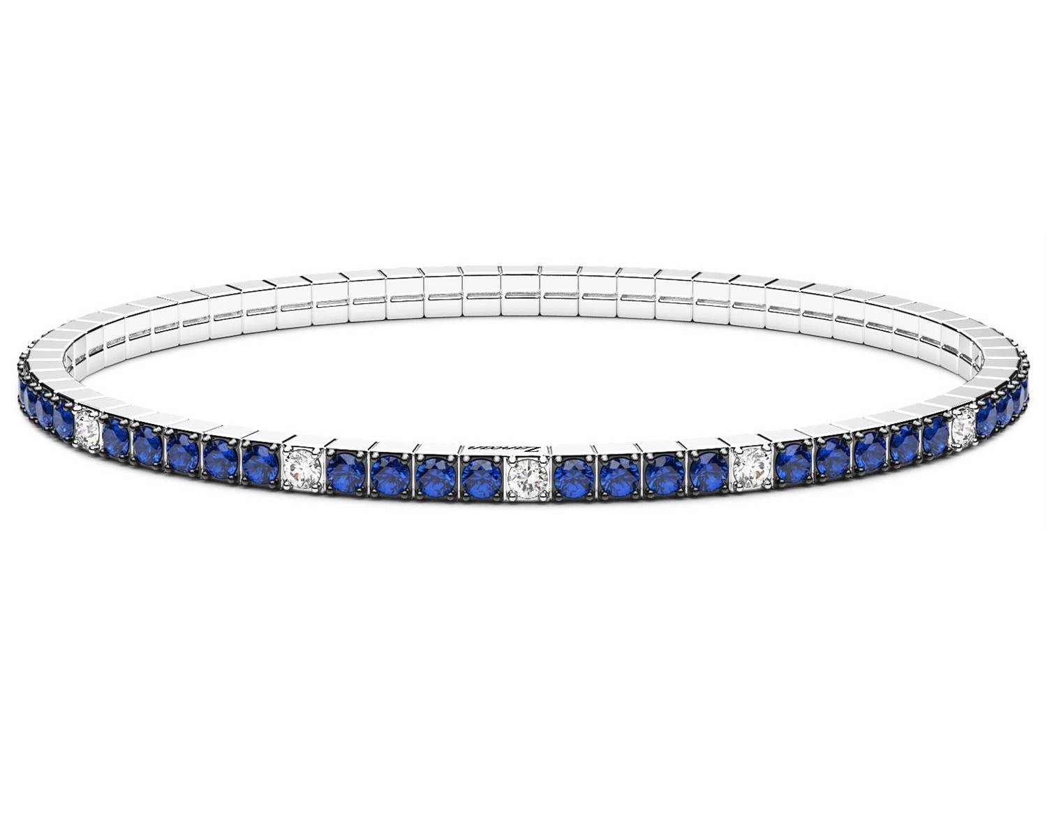 Bracciale Uomo Zancan Tennis Argento 925 Zirconi  blu Elastico ESB332-205
