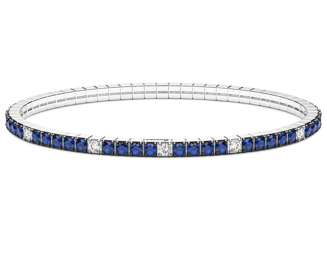 Bracciale Uomo Zancan Tennis Argento 925 Zirconi  blu Elastico ESB332-205