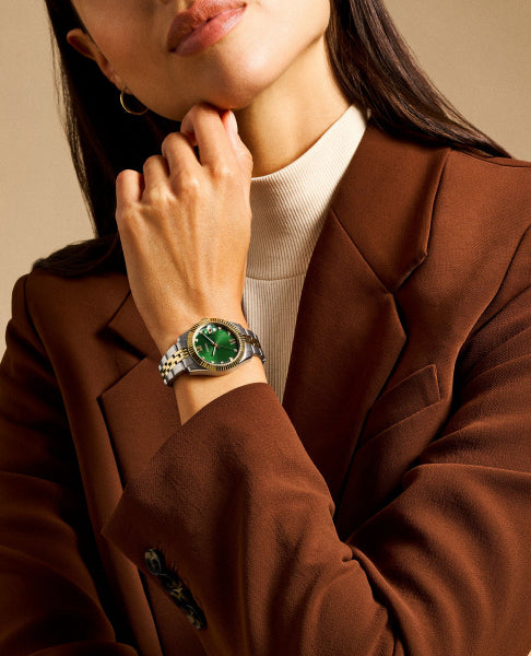 Orologio Donna Fossil Scarlette Acciaio Bicolore Dorato Verde ES5388