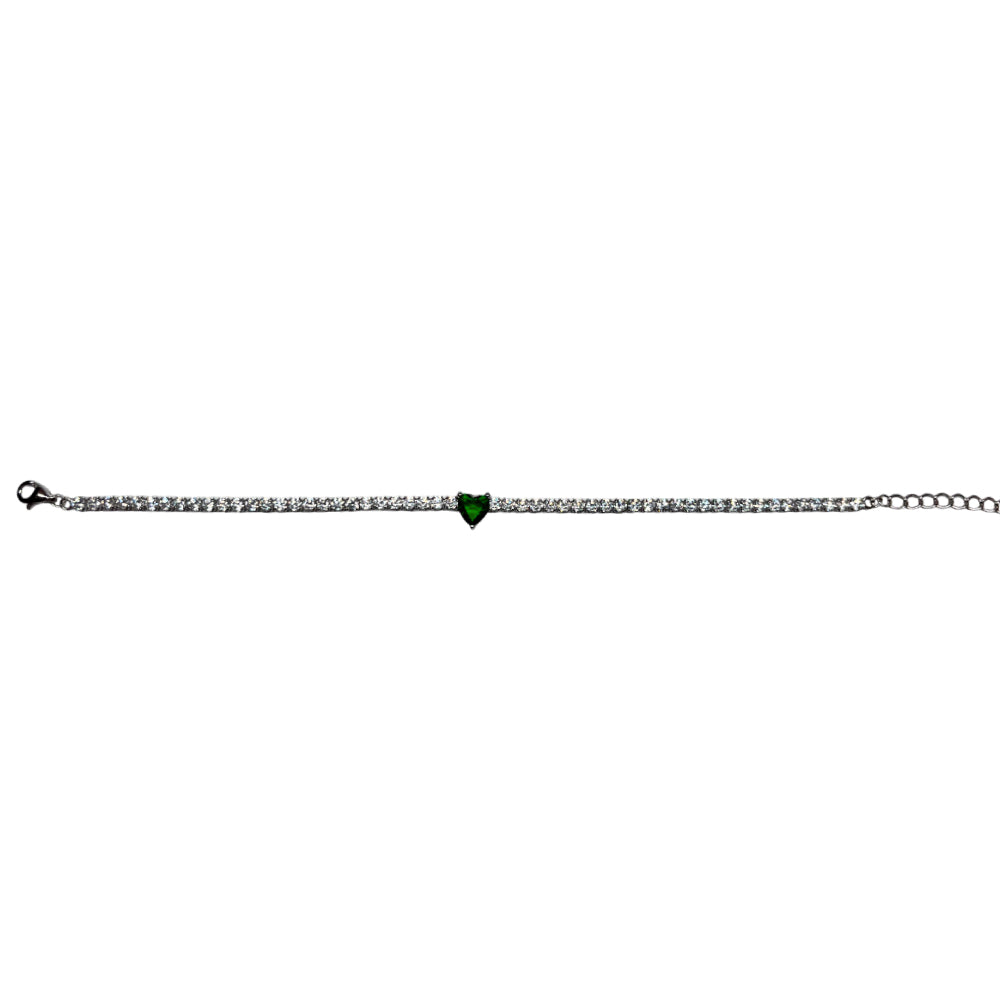Bracciale Donna Re Mida Tennis Argento 925 Zirconi Cuore Verde Br Djv 25