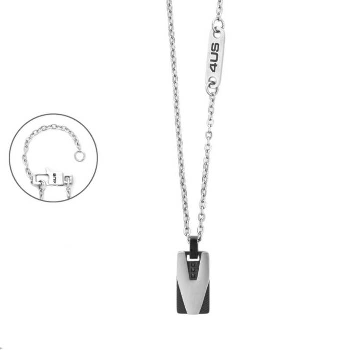Collana Uomo 4US Cesare Paciotti Acciaio Pvd Nero Zirconi Neri 4UCL8594