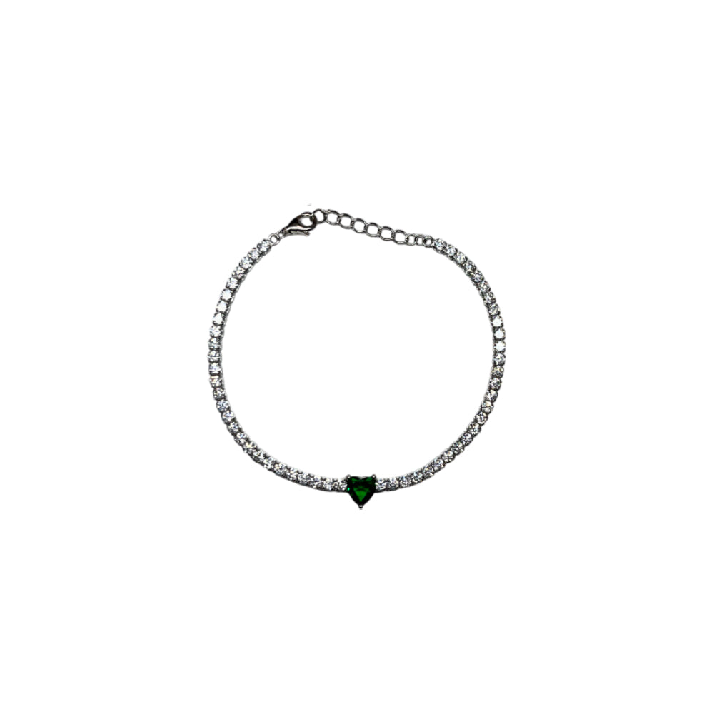 Bracciale Donna Re Mida Tennis Argento 925 Zirconi Cuore Verde Br Djv 25
