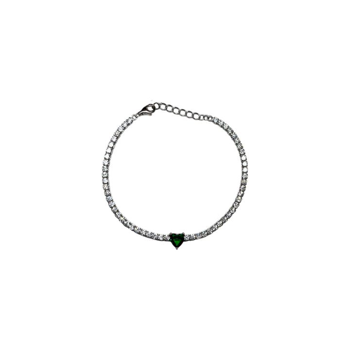 Bracciale Donna Re Mida Tennis Argento 925 Zirconi Cuore Verde Br Djv 25