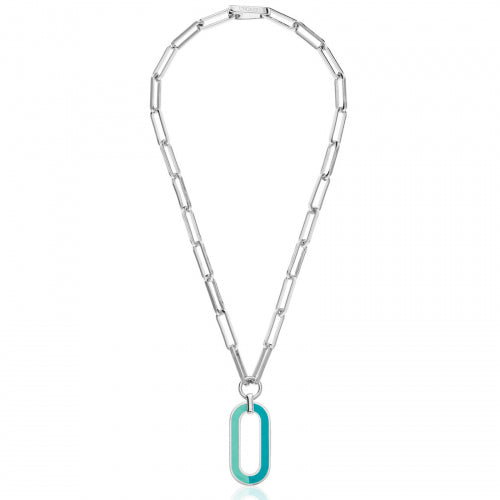 Collana Donna Unoaerre Bronzo Argentato Pendente Smaltato Azzurro 525608