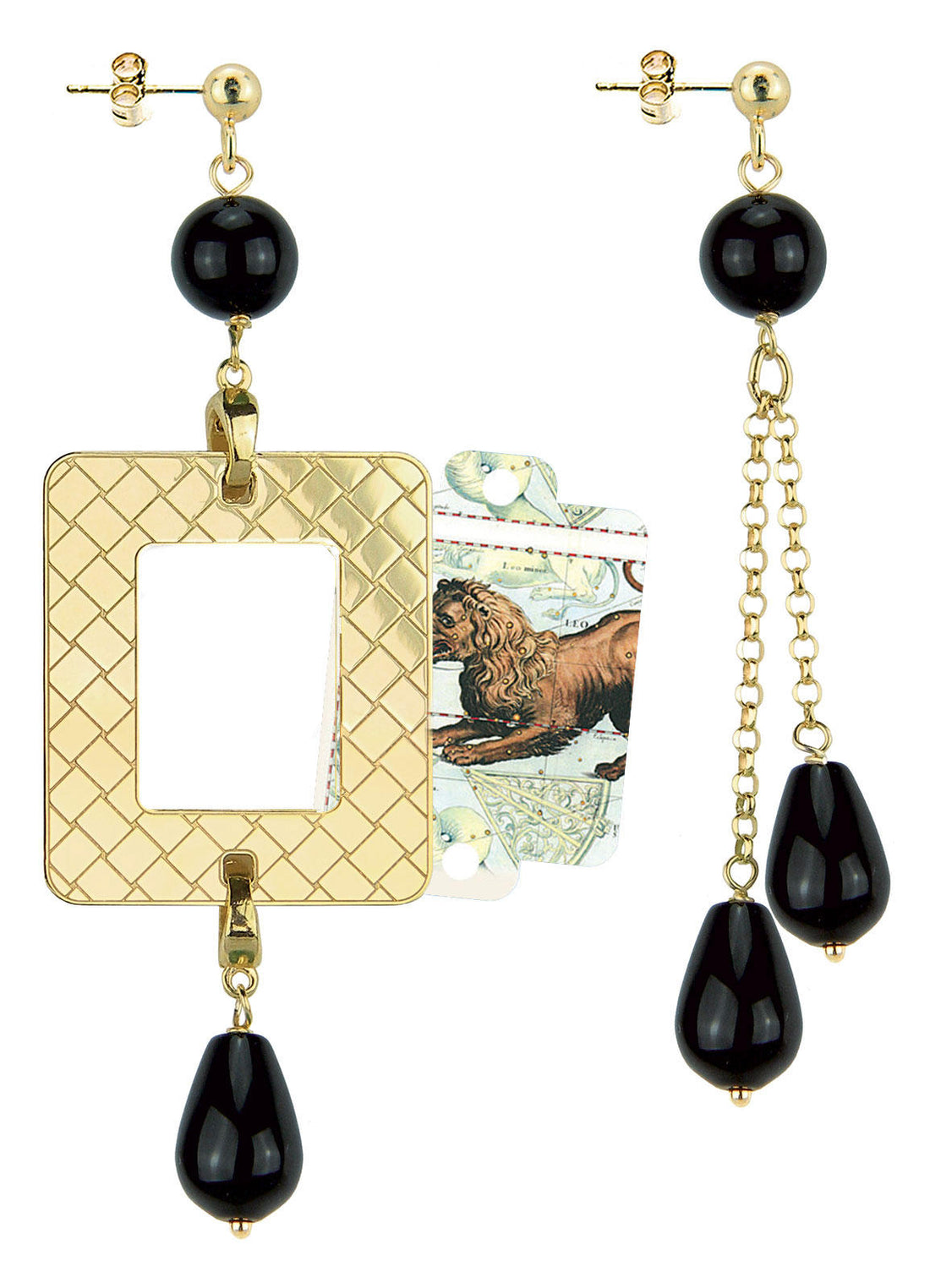 Orecchini Donna Lebole Argento 925 Dorato Cornice Zodiaco Leone My Frame Collection OR.93
